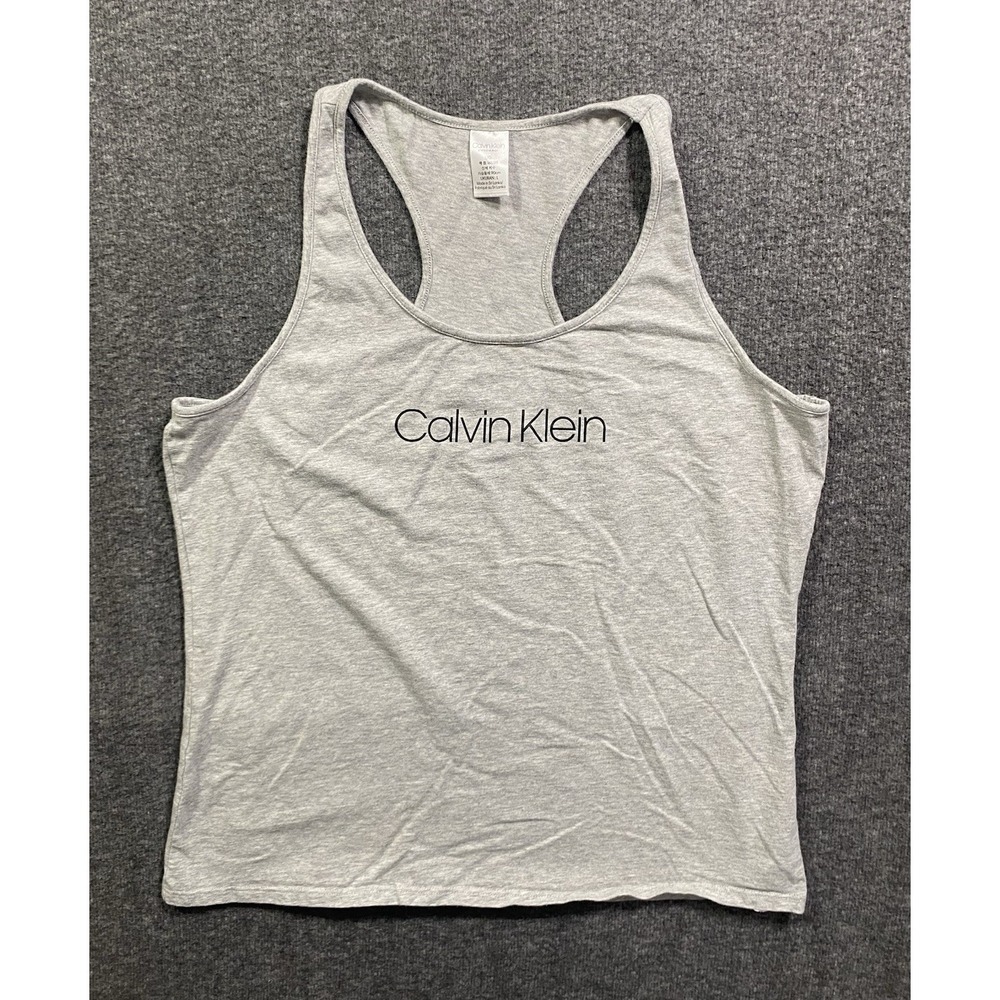 Calvin Klein Gray Logo Racerback Pajama Tank Top Womens Size L